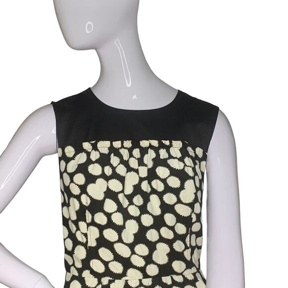 Anthropologie Leifnotes Dress Tan with Black Polka Dot Sleeveless Full L… - Picture 3 of 15